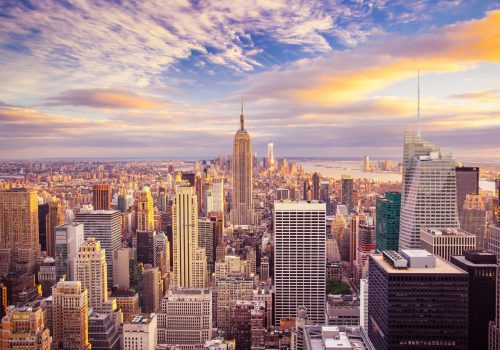 New York City panorama tramonto